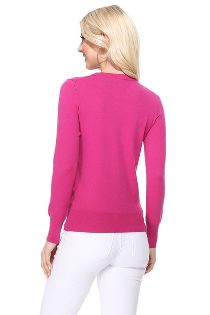 Crew Neck Long Sleeve Light Basic Casual Knit Top