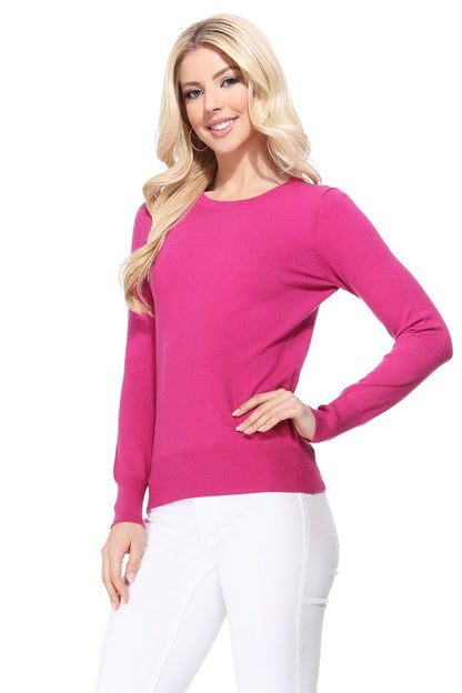 Crew Neck Long Sleeve Light Basic Casual Knit Top