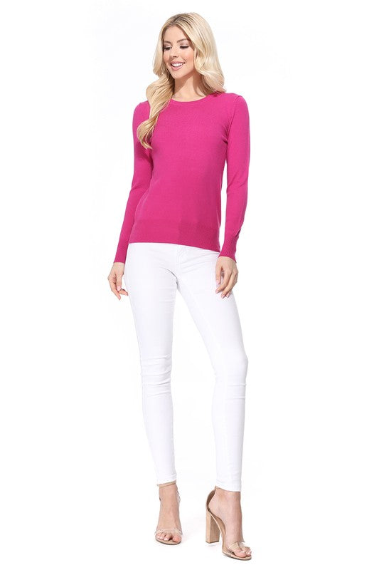 Crew Neck Long Sleeve Light Basic Casual Knit Top