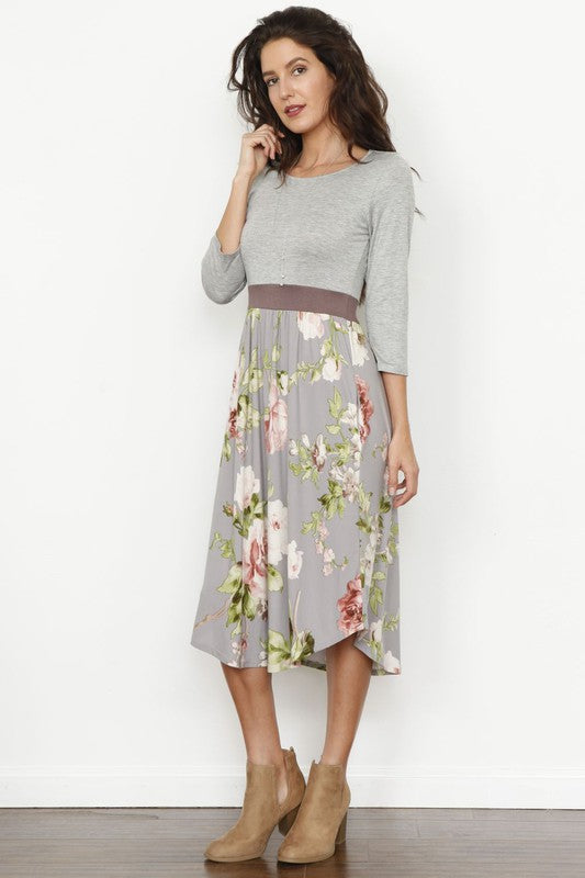 Floral Band Midi Dress