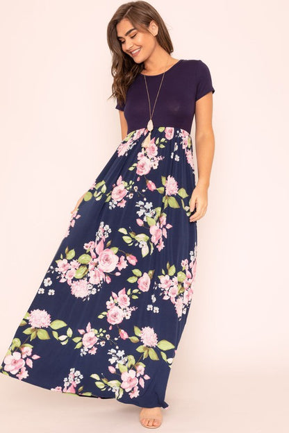 Short Sleeve Floral Maxi Dress