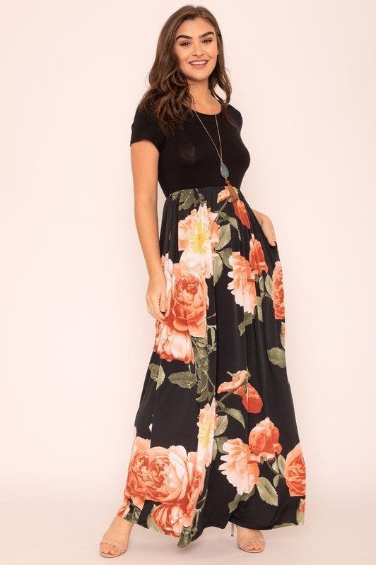 Short Sleeve Floral Maxi Dress