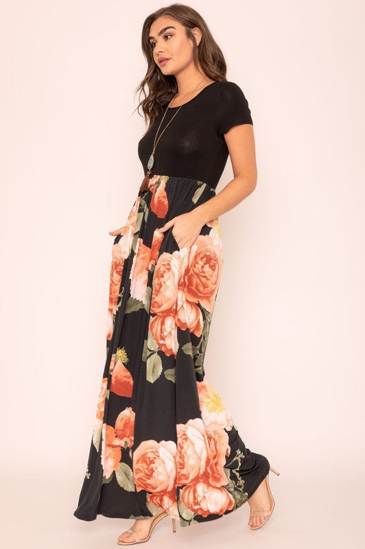 Short Sleeve Floral Maxi Dress