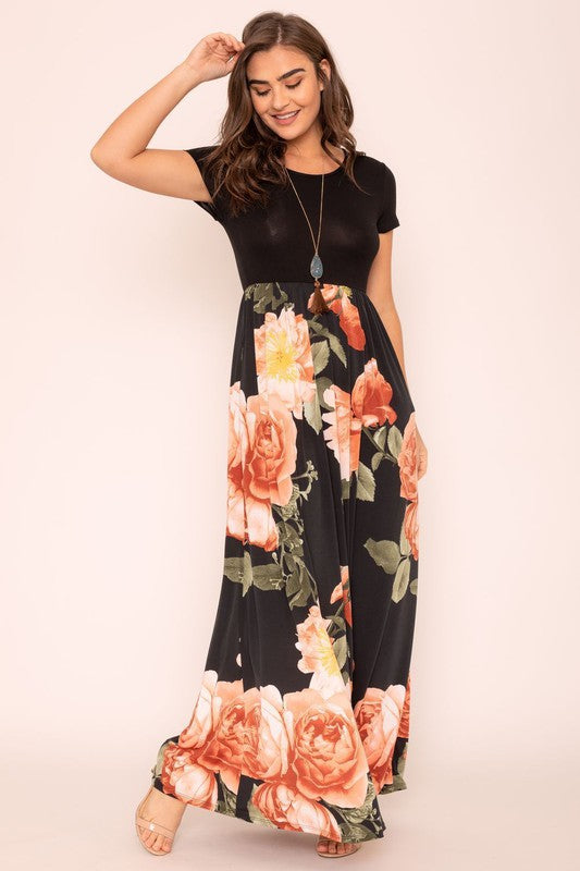 Short Sleeve Floral Maxi Dress