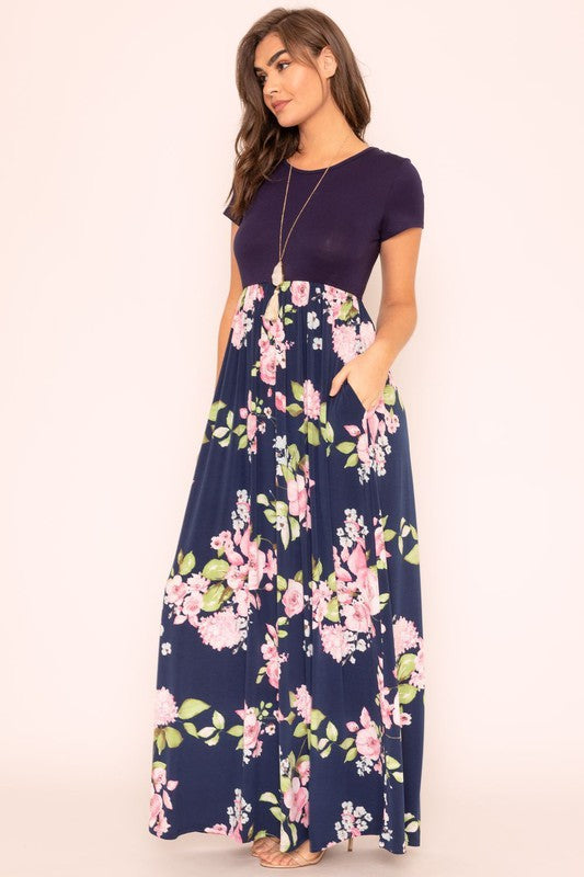 Short Sleeve Floral Maxi Dress