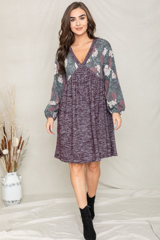 Floral V Neck Boho Dress