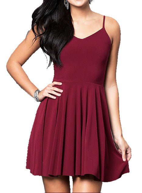 JUNIORS V-NECK PARTY DRESS WITH STRAPPY BACK