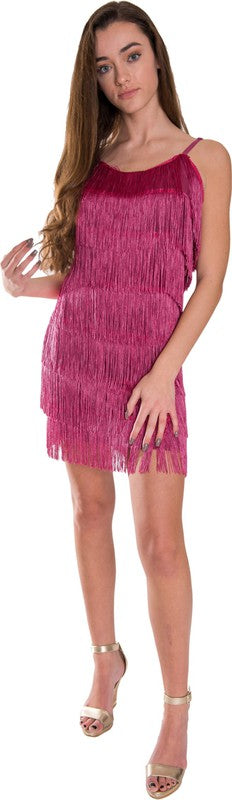 WOMEN'S SHORT ALL-OVER FRINGE FLAPPER DRESS