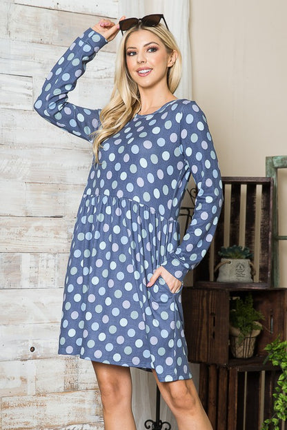 Cross Back Polka Dot Dress with Pockets