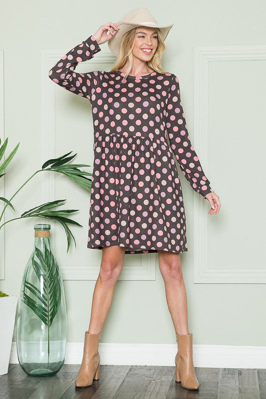 Cross Back Polka Dot Dress with Pockets