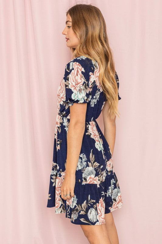 Surplice Tiered Midi Dress