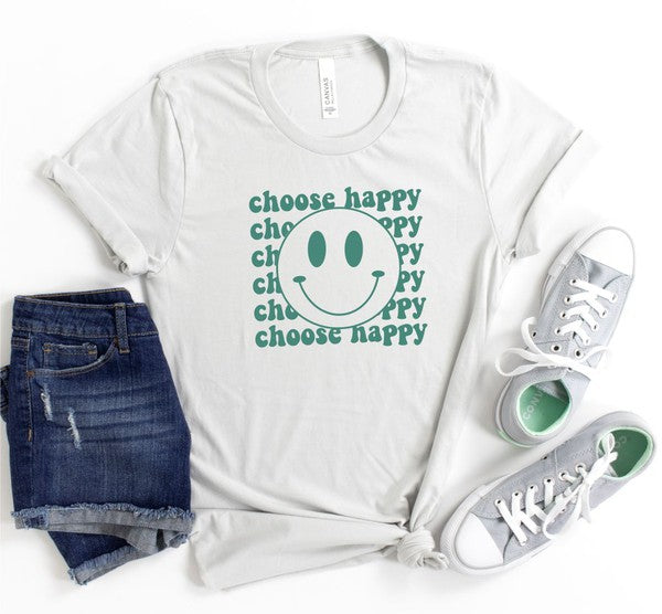 Choose Happy Smiley Face Graphic Tee