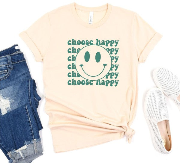 Choose Happy Smiley Face Graphic Tee