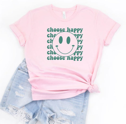 Choose Happy Smiley Face Graphic Tee