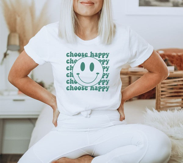 Choose Happy Smiley Face Graphic Tee