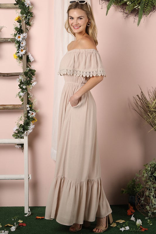 Off the Shoulder Flowy Maxi Dress