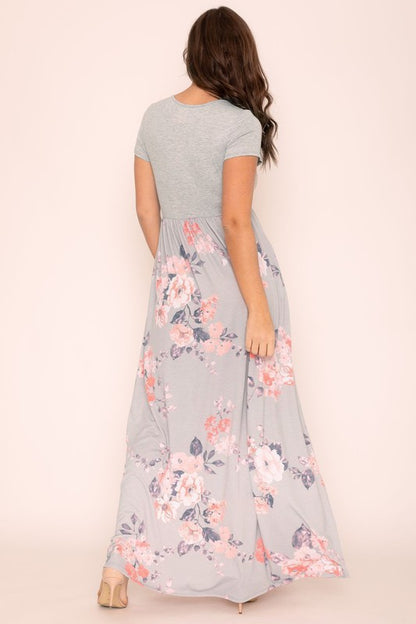 Plus Short Sleeve Floral Maxi Dress