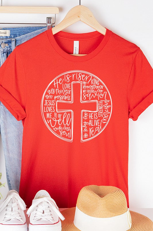 He Is Risen Circle Block Easter Graphic Tee