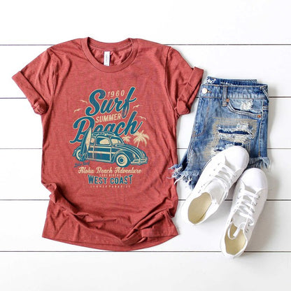 Surf Summer Beach Short Sleeve Graphic Tee