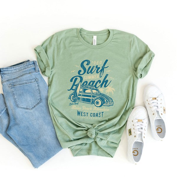 Surf Summer Beach Short Sleeve Graphic Tee