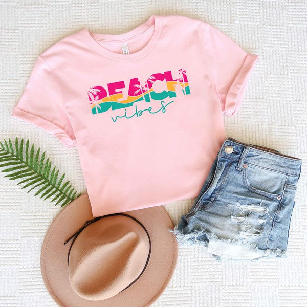 Beach Vibes Colorful Palm Trees Short Sleeve Tee