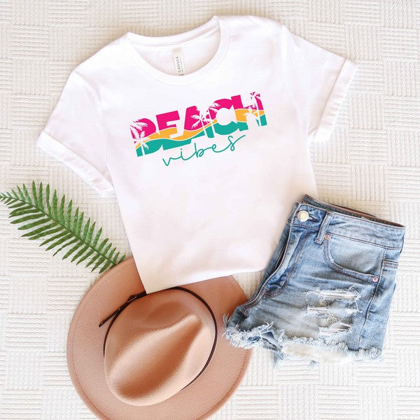 Beach Vibes Colorful Palm Trees Short Sleeve Tee