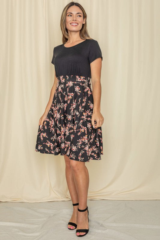 Floral Band Flare Dress