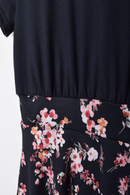 Plus Floral Band Flare Dress