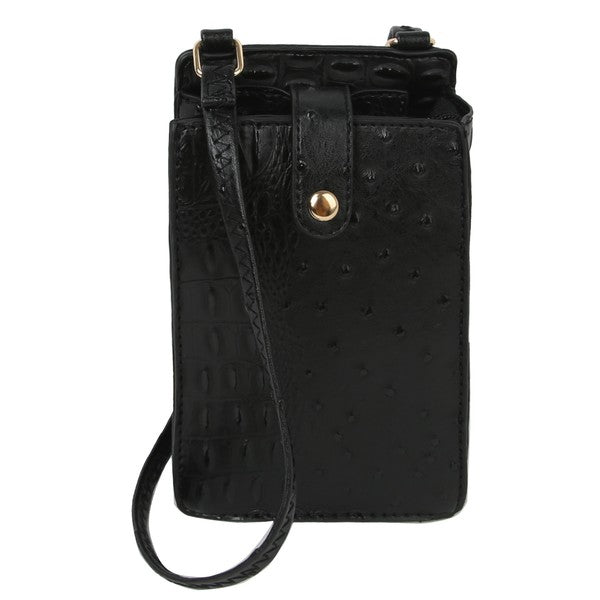 Ostrich Croc Crossbody Bag Cell Phone Purse