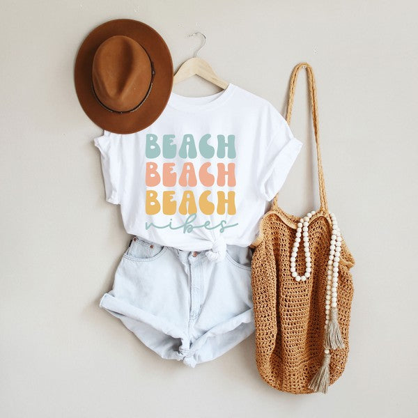 Beach Vibes Stacked Short Sleeve Graphic Tee