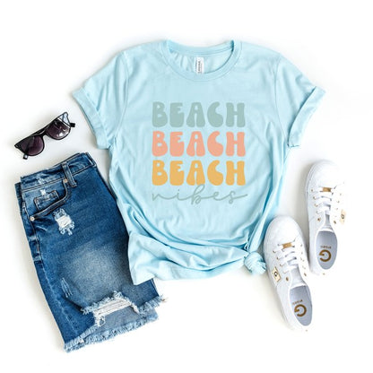 Beach Vibes Stacked Short Sleeve Graphic Tee