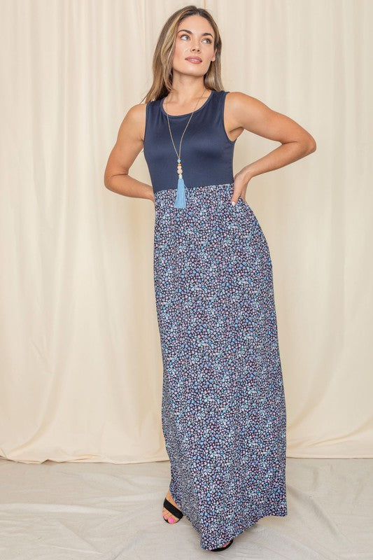 Plus Sleeveless Floral Maxi Dress