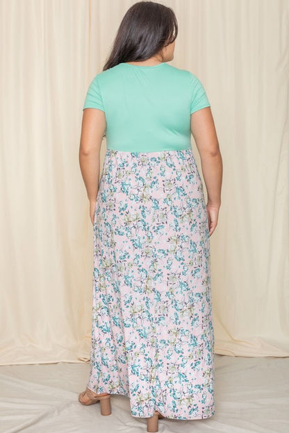 Plus Short Sleeve Floral Maxi Dress