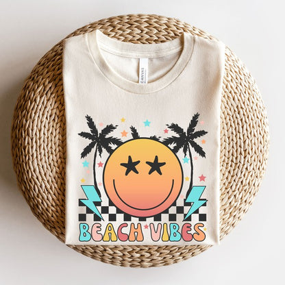 Retro Beach Wave Checker Short Sleeve Graphic Tee