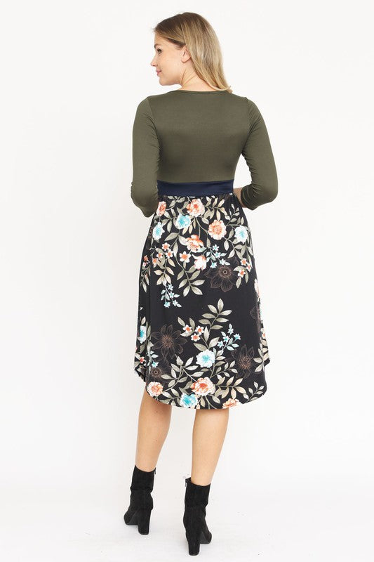 Floral Band Midi Dress