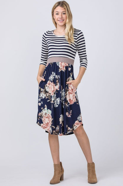 Floral Band Midi Dress