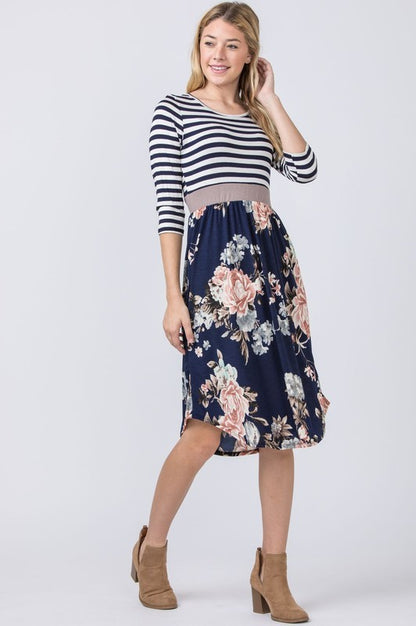 Floral Band Midi Dress