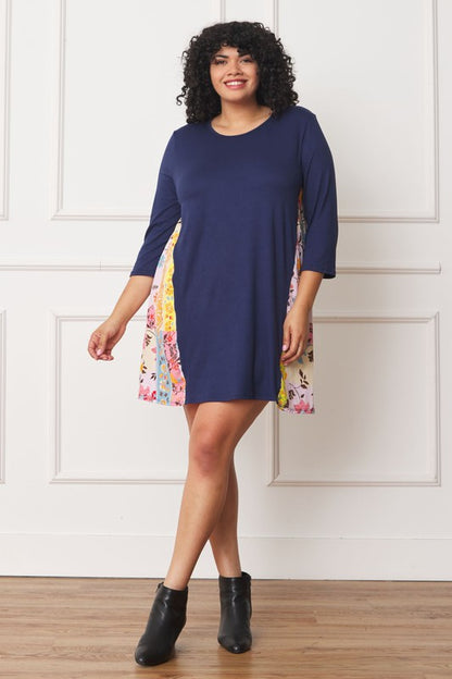 Plus Side Contrast A Line Tunic Dress