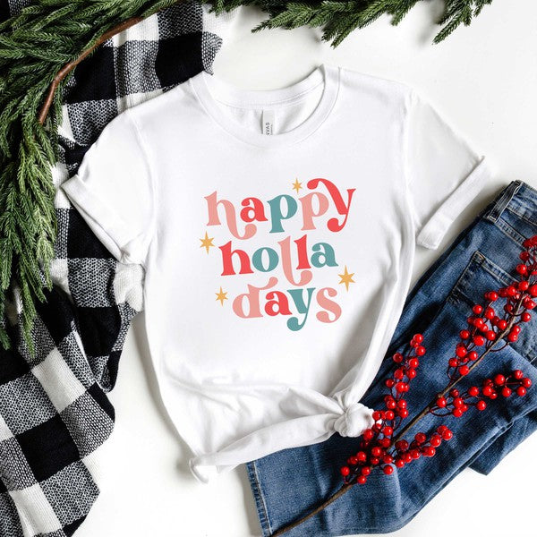 Happy Holla Days Colorful Short Sleeve Graphic Tee