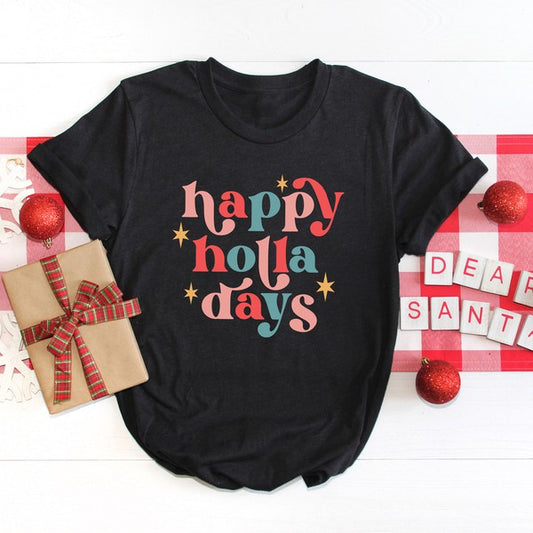 Happy Holla Days Colorful Short Sleeve Graphic Tee