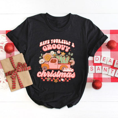 Groovy Little Christmas Truck Short Sleeve Tee