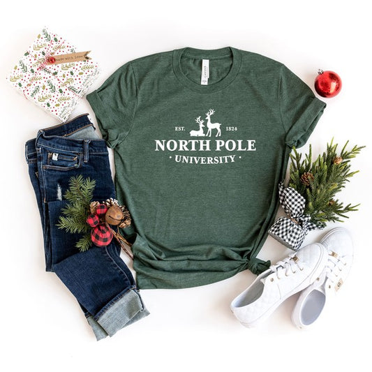 North Pole University Short Sleeve Graphic Tee