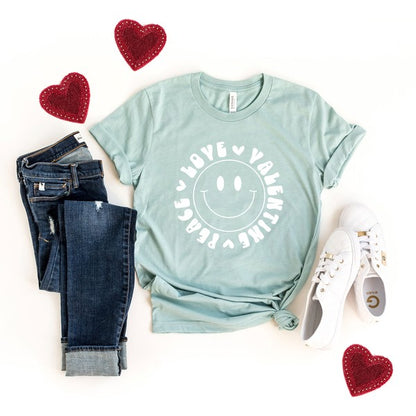 Peace Love Valentine Short Sleeve Tee