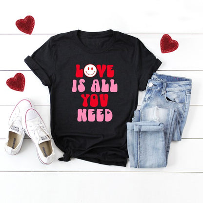 Love Is All You Need Smiley Short Sleeve Tee