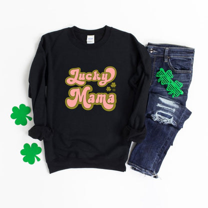 Lucky Mama Retro Clovers Chart Graphic Sweatshirt