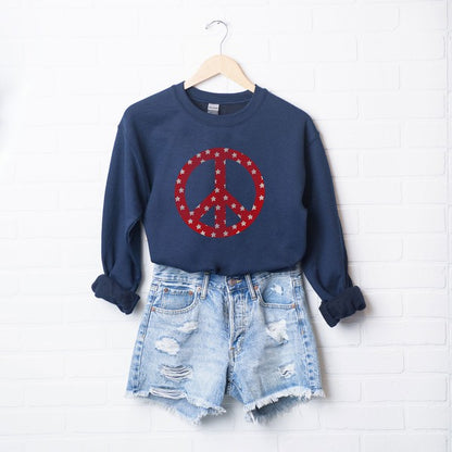 Patriotic Peace Sign Graphic Sweatshirt