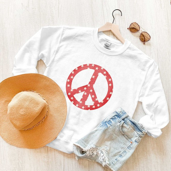 Patriotic Peace Sign Graphic Sweatshirt