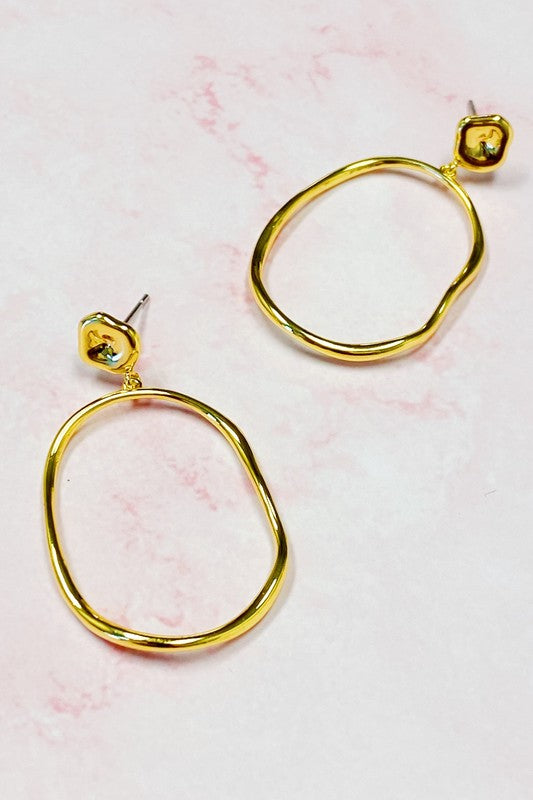 Modern Molten Oval Drop Earrings