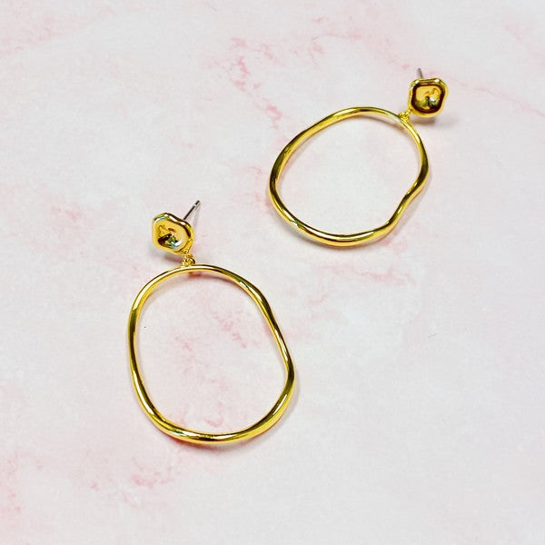 Modern Molten Oval Drop Earrings