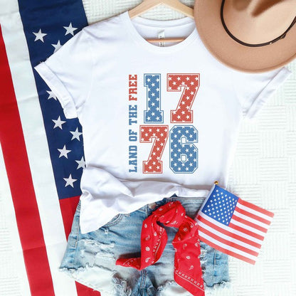 Land Of The Free Retro Stars Short Sleeve Tee